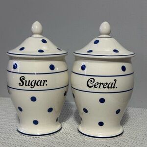 Vintage Polka Dot Sugar and Cereal Canisters made in  Germany